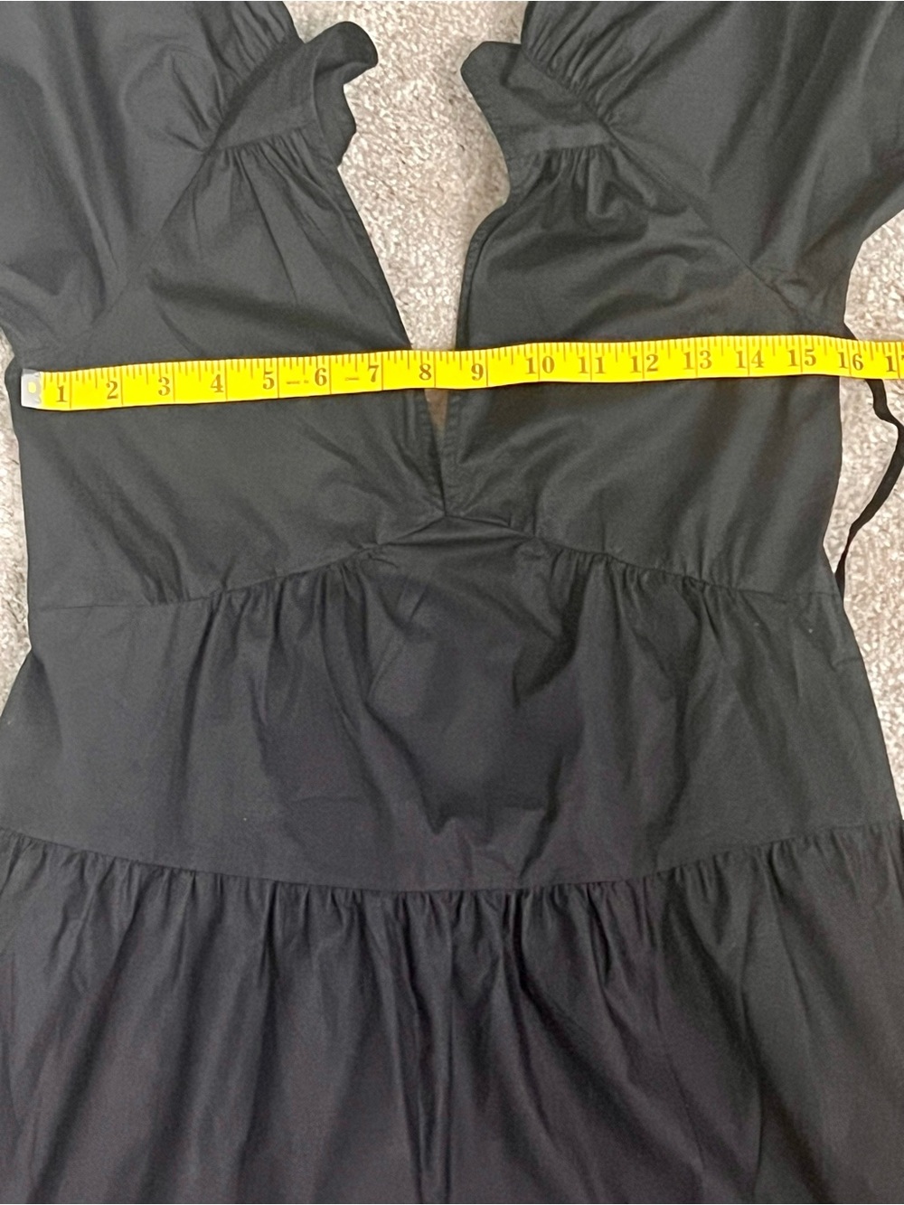Xirena Black Puff Sleeve Mini Dress Open Back Tiered XS - Picture 9 of 10